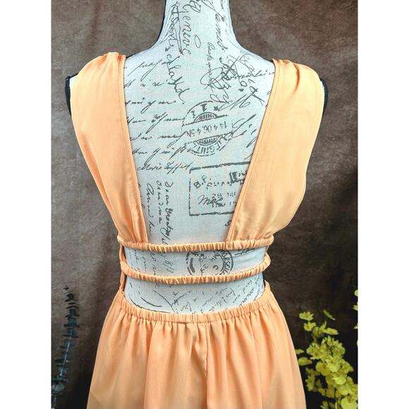 Semi Backless Sleeveless Gathered Waist Vero Moda Bonni Catch Mini Dress OrangeM - Picture 10 of 16
